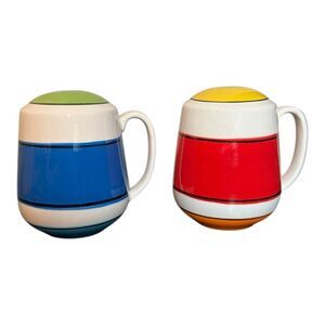 Hallmark Colorful Ceramic Salt & Pepper Shaker Set Blue Red Green Yellow